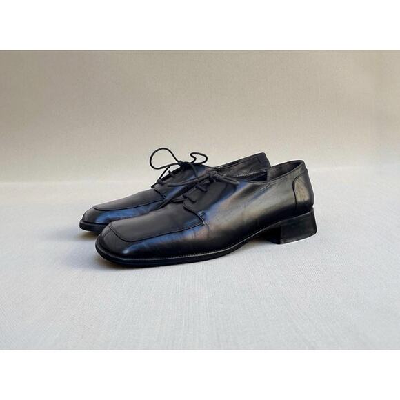 Vintage 90s Bally Leather Lace-Up Loafers | Square Toe Oxfords Size EU 37.5 - Picture 1 of 8